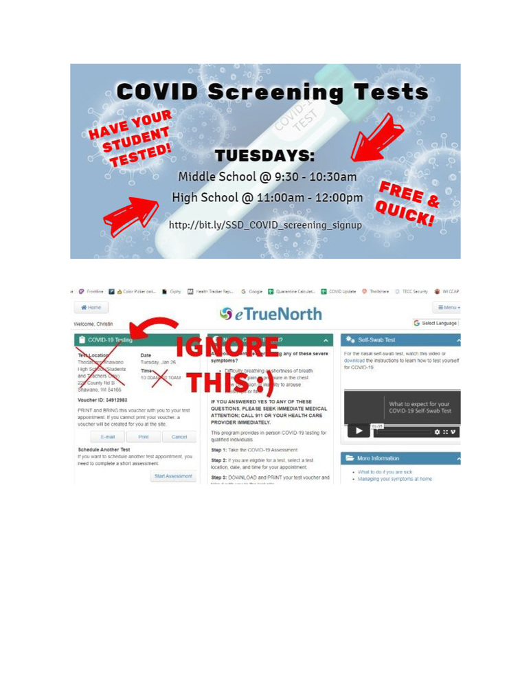 COVID Screening Registration, 1/26