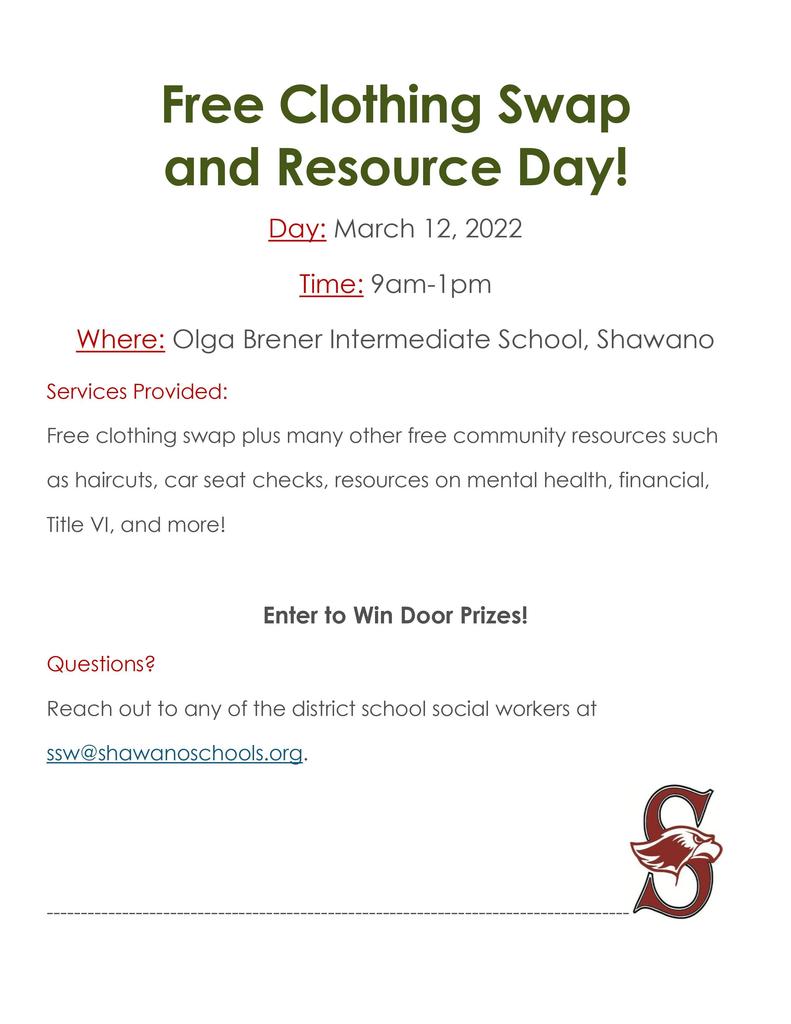 FREE CLOTHING SWAP and RESOURCE DAY!